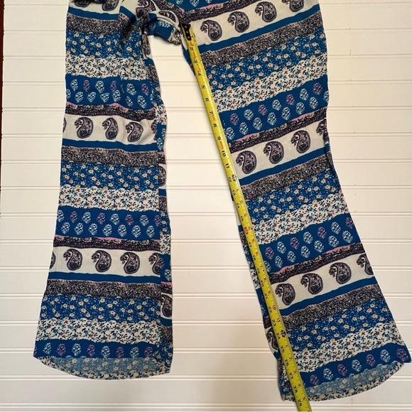 American Eagle Outfitters Blue & White Paisley Floral Boho Pull On Pants Size L - Picture 8 of 11